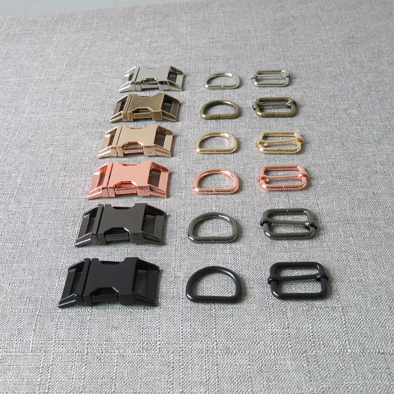 20 sets 25mm Heavy metal D ring adjuster belt straps slider release buckle clasp for pet dog collar necklace DIY accessories