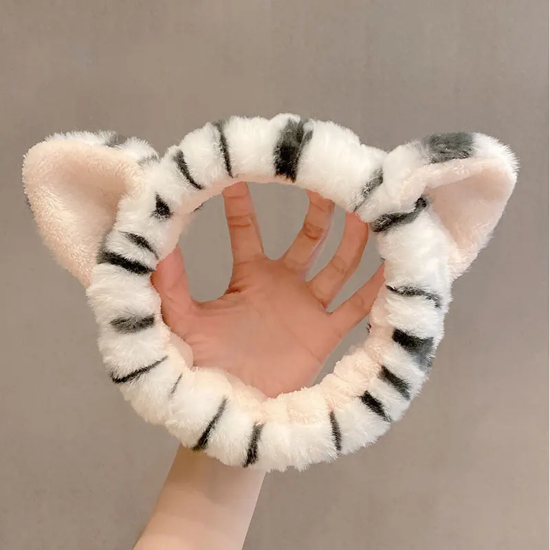 Japan And South Korea Cute Three-dimensional Cat Ears Headband Wash Face Headband Makeup Mask Tiger Cartoon Hair Accessories