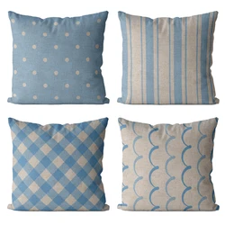 Baby Blue cute Cushion Cover Linen Pillowcover 45x45cm Sofa Decorative Cushions Throw Pillows Home Decor Pillowcase