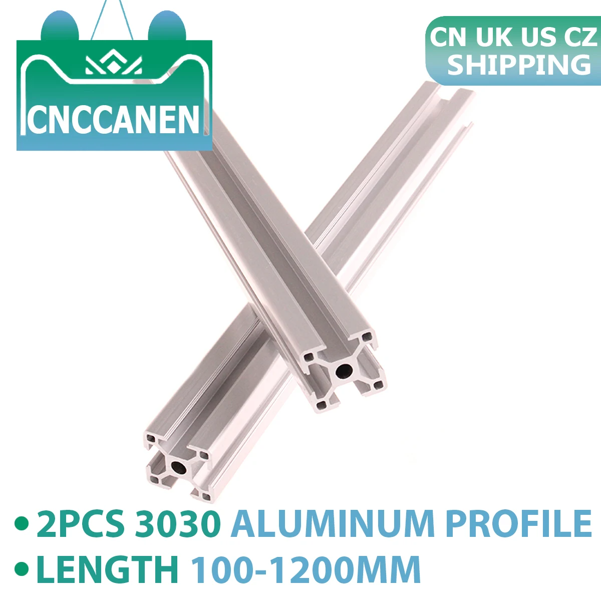 2PCS 3030 Aluminum Profile Extrusion 100mm - 1200mm European Standard Linear Rail Aluminum Profile 3030 Extrusion CNC 3D Printer