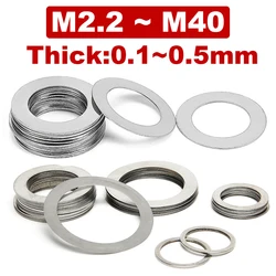 0.1 0.2 0.3 0.5mm Ultra Thin Flat Washer 304 Stainless Steel Adjusting Flat Gasket of Thick Ultra Thin Shim Din988 M2~M40 10Pcs