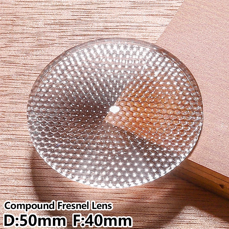 Compound Fresnel lens D50mm F40mm  Eliminate stray light  Photography lamp Cast light Fly eye lens  Customizable