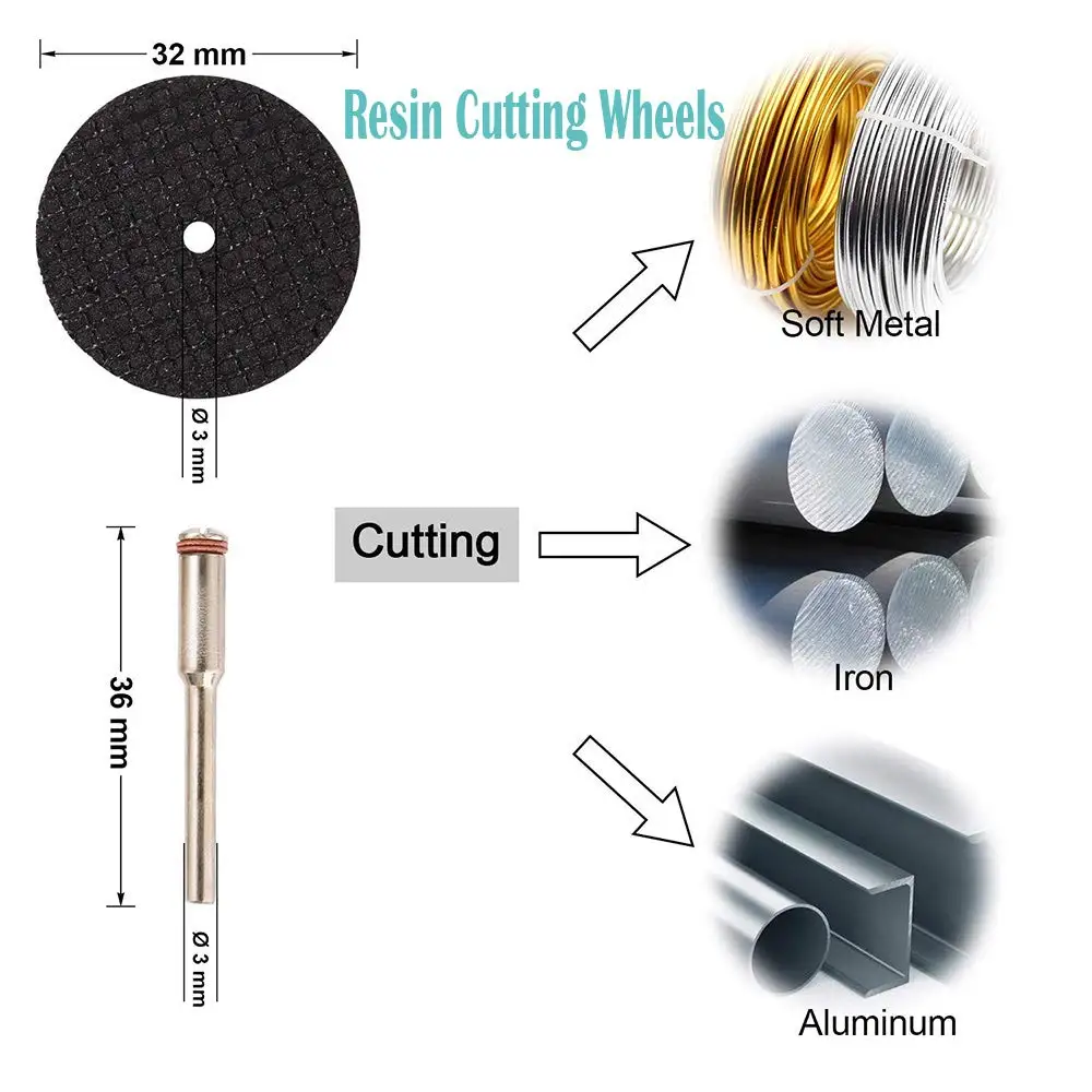 32Pcs Rotary Tool Cutting Blade Set with Rod Cutting Tool for Rotary Grinding Abrasive Tools