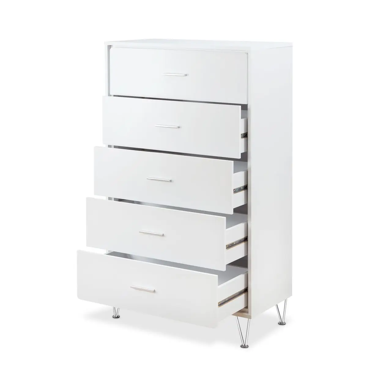 5 Drawers Side Table Chest of drawers  Deoss Chest in White  Suitable for Bedroom Living Room