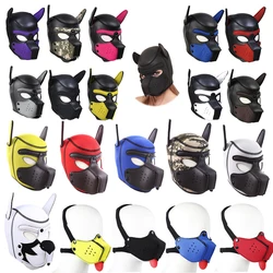 Erotic Party Masks Puppy Play Gay Toys Rubber Dog Mask Hood Sex Toys For Men Adult Games Slave Bondage Restraint Muzzle Mask