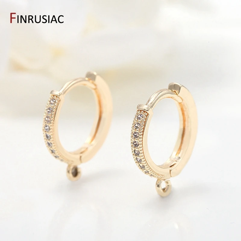 Suministros de fabricación de pendientes chapados en oro de 14k con incrustaciones de circonita, ganchos, cierres para pendientes, accesorios,
