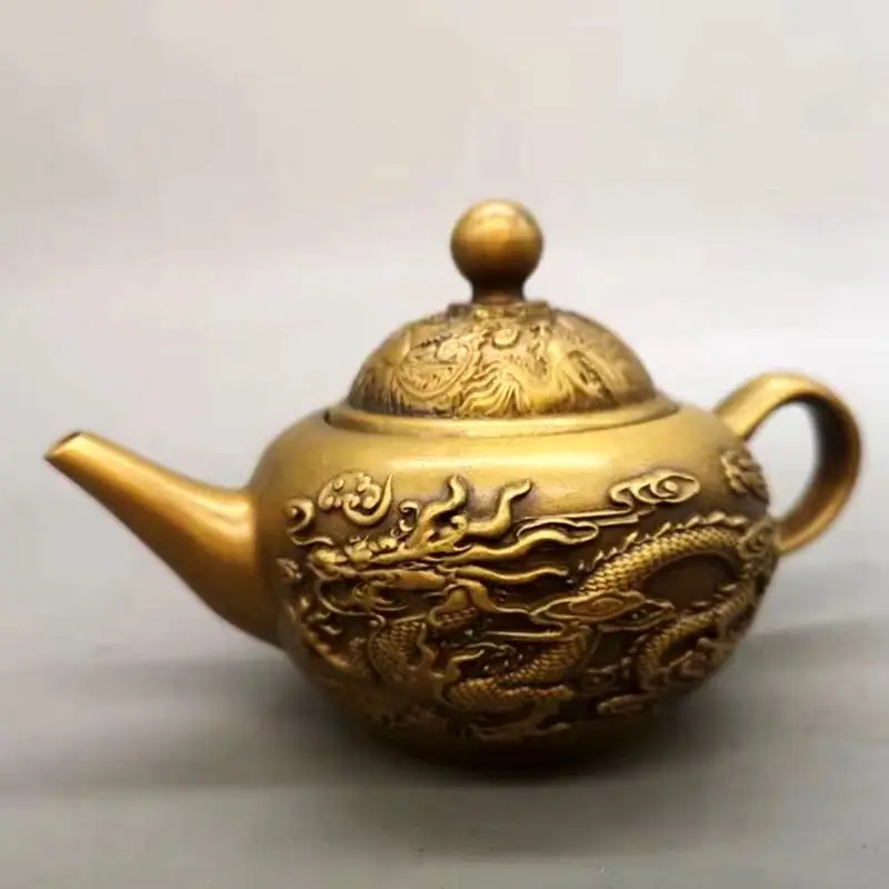 

Vintage CN. Qing Dynasty Qianlong Period Flagon Dragon Phoenix Totem Wine Pot Stamp On Bottom