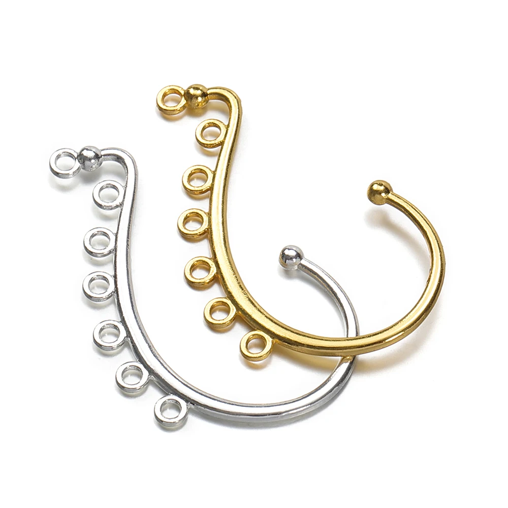 10 piezas 36x60mm oro francés niveles de ajuste de pendientes con 7 agujeros Base de ganchos de oreja para hacer Diy las mujeres cuelgan los pendientes Accesorios