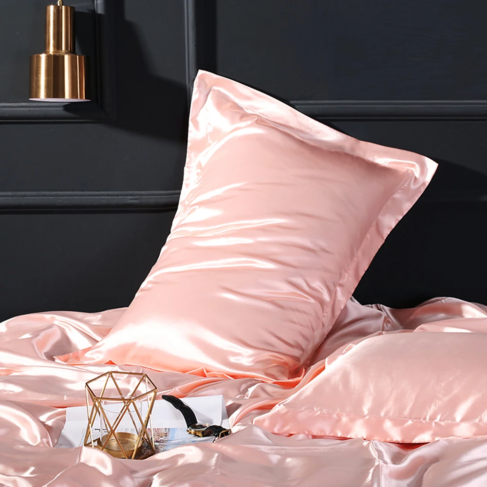 SISISILK Luxury 100% Satin Silk Dark Gold Pillowcase Wholesale Solid Color Silky Healthy Standard Pillow Cover for Beauty