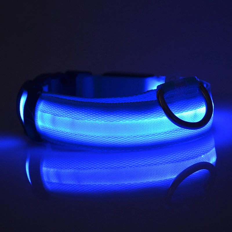 LED Dog Collar Luminous Nylon Glowing Dog Collar Light Night Safety Collar Perro Luz Luminoso Bright Pets Dog Collar Electronic