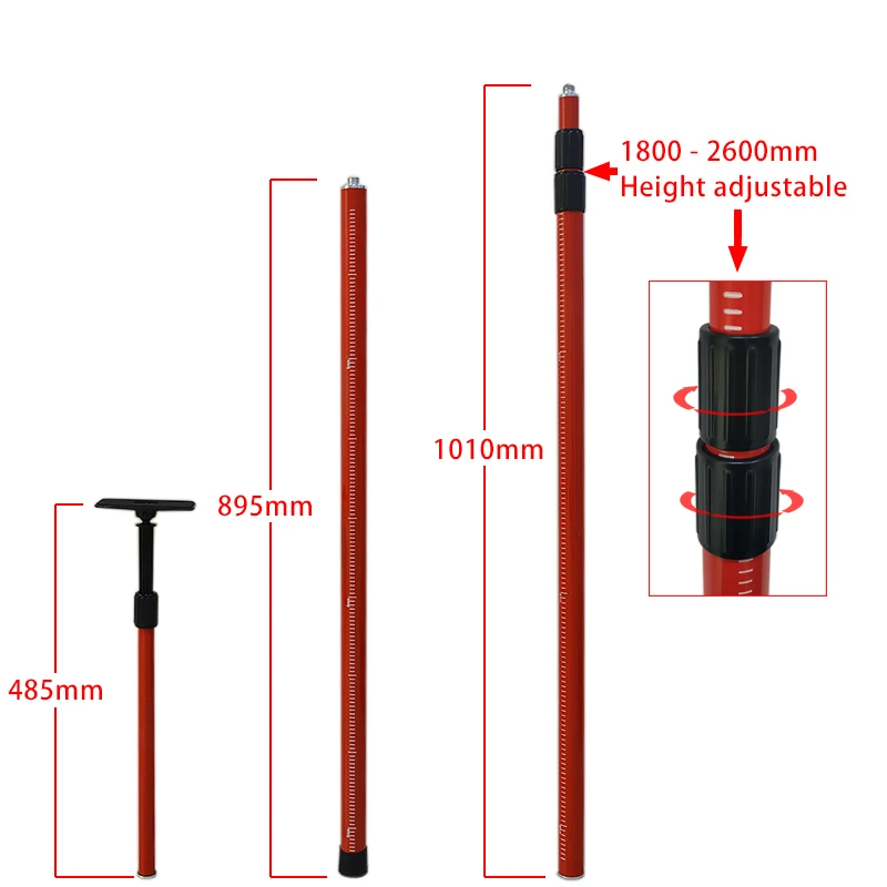 CLUBIONA 4M Telescopic Pole Extend Bracket Holder Support Stand Mount Ceiling Line Leveling Rod for 1/4\