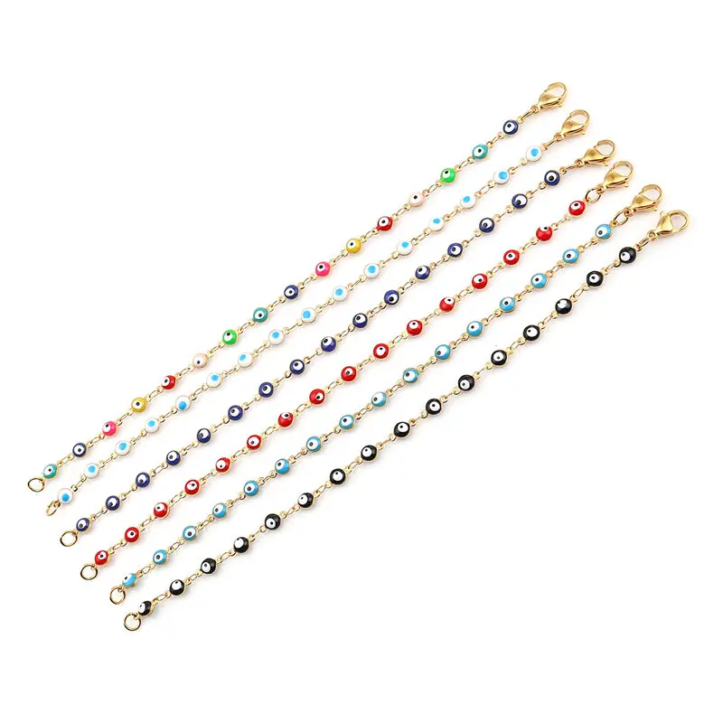 1 PC Fashion Stainless Steel Bracelets Blue Red Evil Eye Enamel Bead Bracelet For Women Lucky Turkish eye Jewelry Gifts