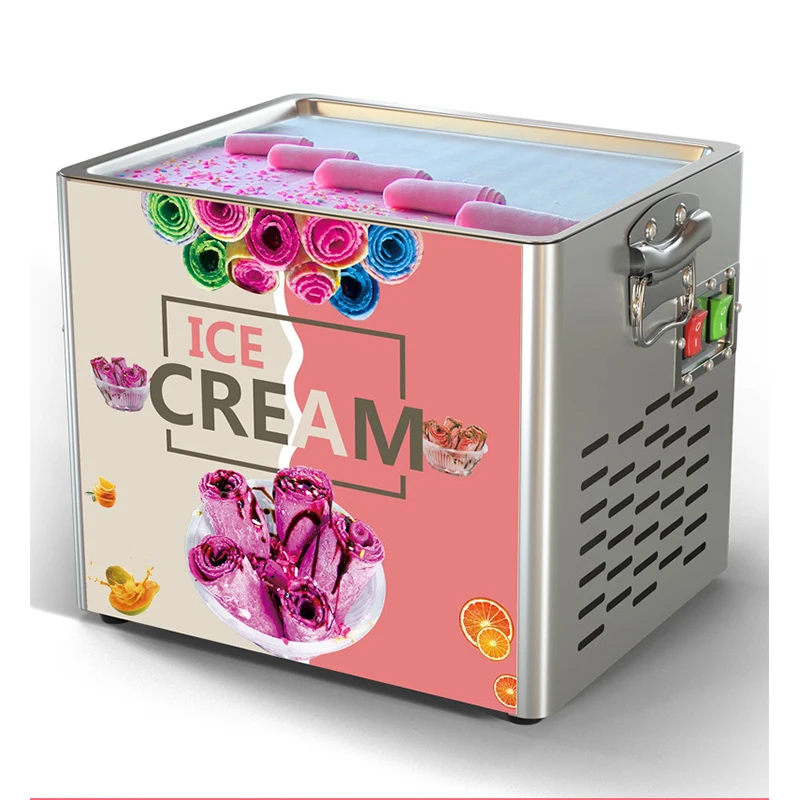 110V/220V Elektrische Gebakken Ijs Roll Machine Commerciële Gebruik En Thuisgebruik Roestvrij Stell Gebakken Ijs pan