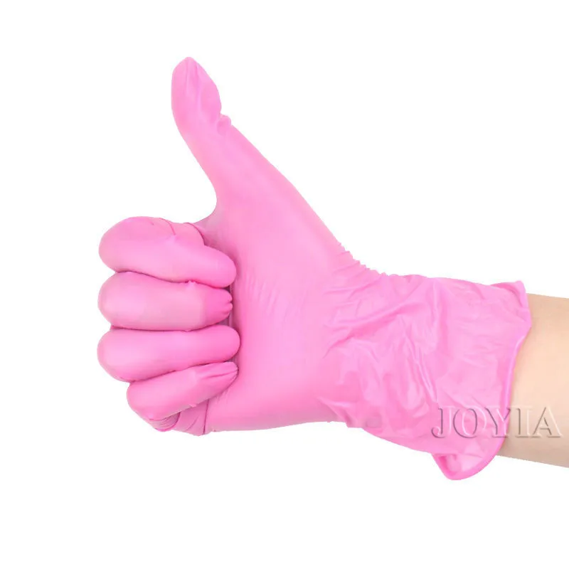 100pcs Disposable Gloves Red Pink Latex Free Woman Female Household Work Elastic Nitrile Vinyl Gloves For Girls