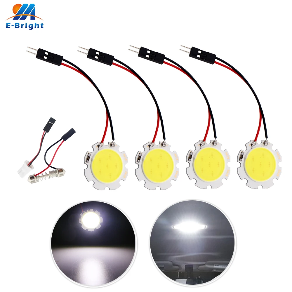 

4pcs 12V COB 6 SMD Led Panel Light Bulbs Car Dome light Indicator light Reading Lamp Festoon C5W T10 W5W Adapters