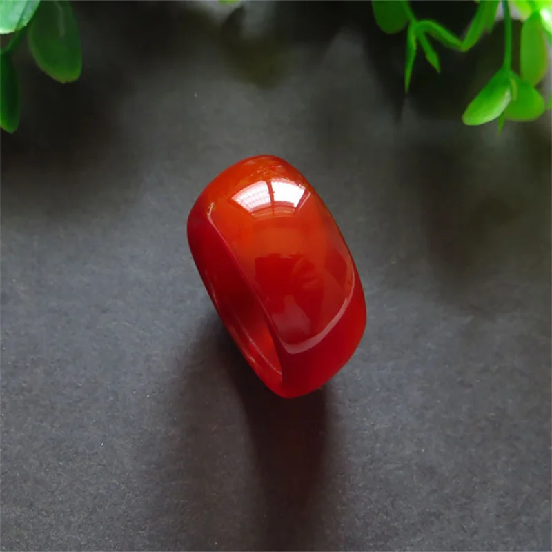 

Hot selling natural hand-carve jade Agate chalcedony red ring fashion Jewelry Men Women Luck Gifts Amulet