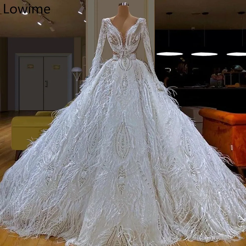 New Arrival White Feathers Long Celebrity Dress 2019 V-Neck Formal Red Carpet Gowns Turkish вечернее платье Prom Dress Party