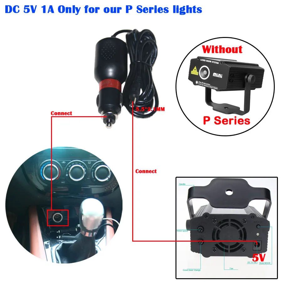 ESHINY 5.5*2.1MM 12V-24V Cigarette Lighter to DC 5V 1A Plug Car Used Adapter Cable Socket Adapter Apply For P Light C1N7