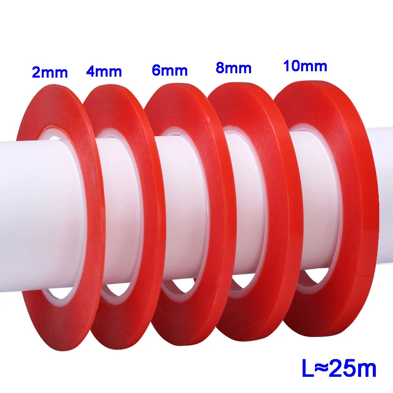 25m Cell Phone Repair Tape Heat Resistant Double-sided Transparent Clear Adhesive Tape Sticker 2mm 4mm 6mm 8mm 10mm