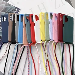 Strap Cord Chain Necklace Lanyard Case For Xiaomi Mi 11 Note 10 Lite 9 Pro 8 SE 9T A2 A3 Mix 3 2S Max 2 Matte Silicon Soft Cover