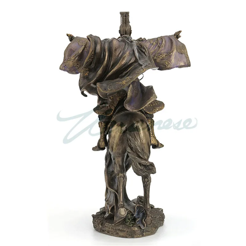 CHINESE STYLE ROMANCE OF THREE KINGDOMS HERO CHARACTERS ART SCULPTURE BACKUP LIU RIDING HORSE STATUE RESIN HOME DECORATION R2319