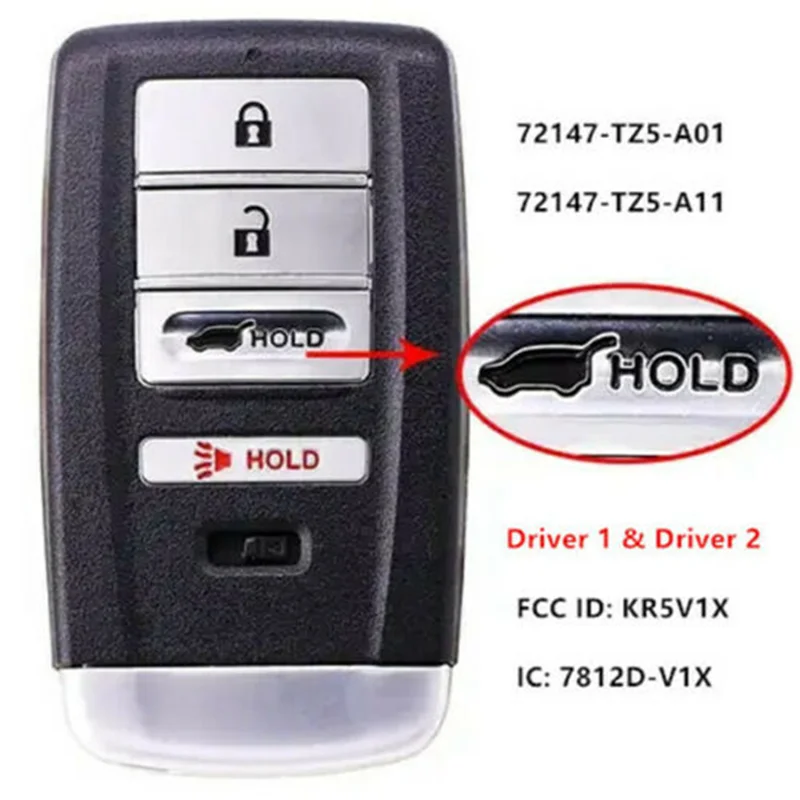 

KEYECU Replacement 3+1 Button FSK 315 MHz Smart Remote Key (SUV) 47 CHIP / FCC ID: KR5V1X for Acura MDX RDX 2014-2019