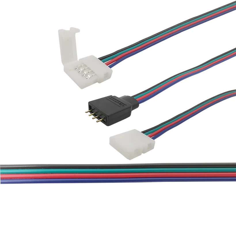 1/3/5Pcs 15CM 4Pin RGB LED Strip Light Extension Cable Connector No Soldering LED Strip PCB Board Wire Clip to 4P Female Adapter