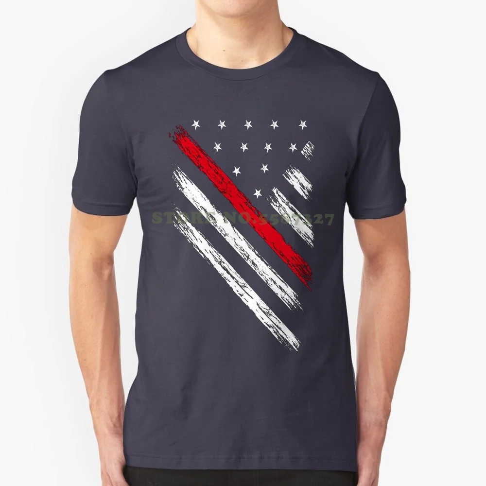 Men T Shirt Lowest Price 100 % Cotton Fantastic Tees Thin Red Line Usa Flag Firefighter Men's T Shirt