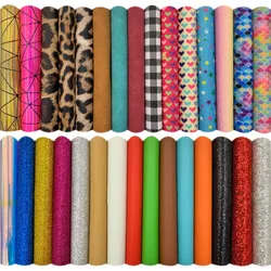 30Pcs Glitter Pailletten Pu Kunstleer Stof Suède Luipaard Print Mermaid Hologram Iriserende Pvc Vinyl Diy Boog Oorbel Materiaal