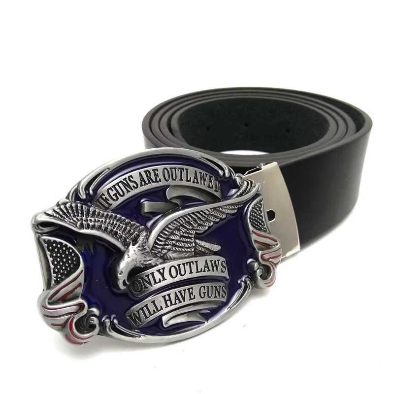 

Leather Belts for Men Jeans with Proverbs "if Guns Are Outlawed Only Outlawed Will Have Guns" Eagle Belt Buckle Metal