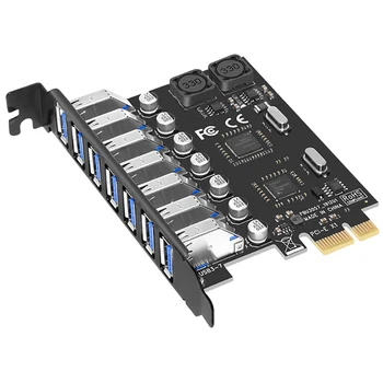 USB 3.0 PCI-E Expansion Card Adapter 7 Port USB 3.0 Hub Adapter External Controller PCI-E Extender PCI Express Card for Desktop