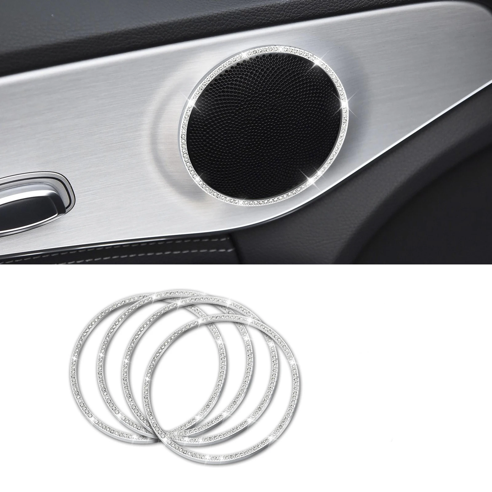 

for Mercedes Benz Accessories Emblem Bling Door Speaker Ring 4 Pcs C300 E300 W205 W212 W213 GLC 260 GLC 300 CLS 300 CLS 400