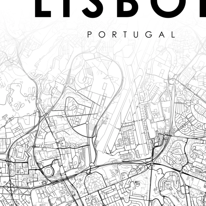 Portugal City Map Posters Lisbon Porto Faro Cascais City Street Road Map Prints Modern Wall Art Canvas Painting Home Decor