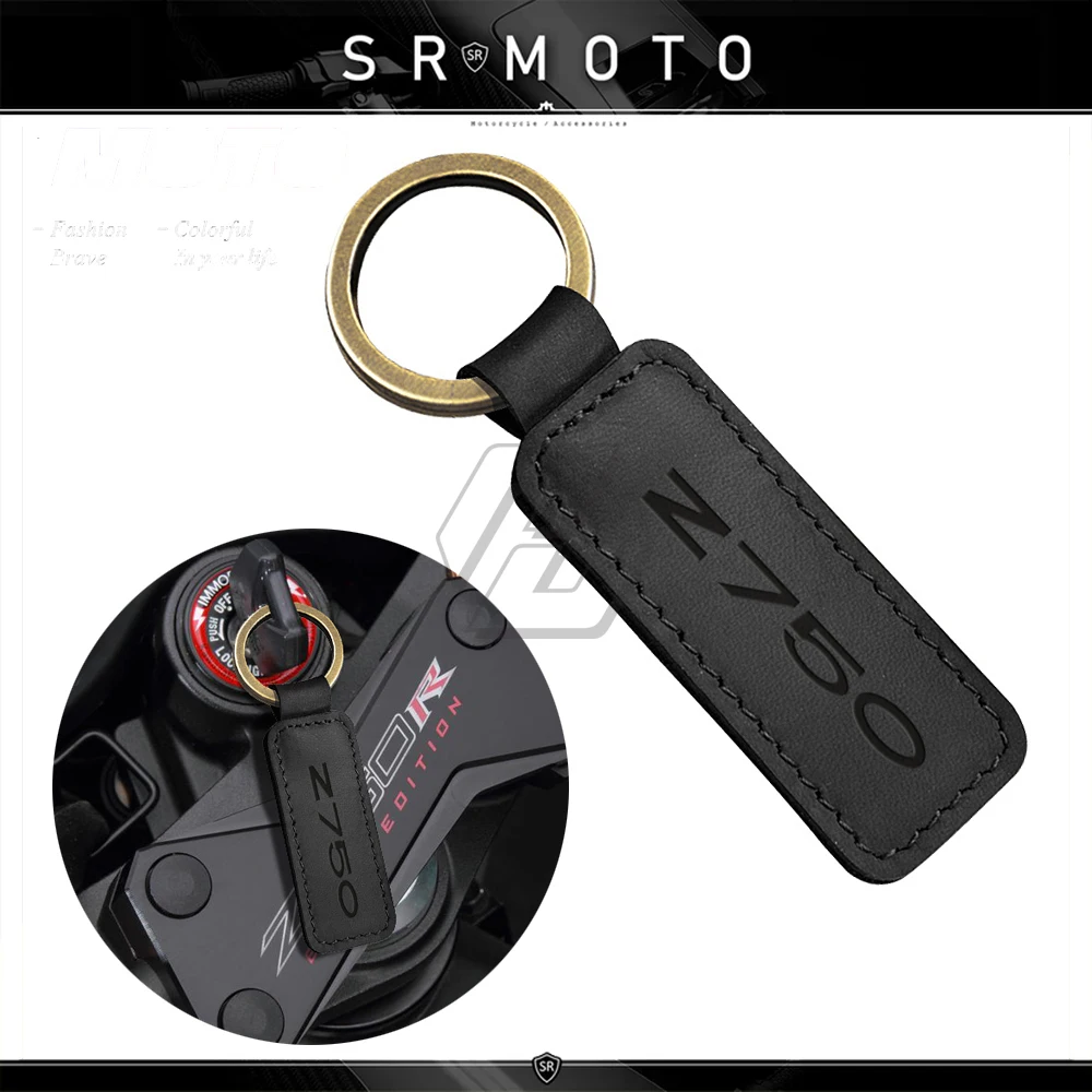 Motorcycle Cowhide Keychain Key Ring Case for Kawasaki Z750 Ninja Models