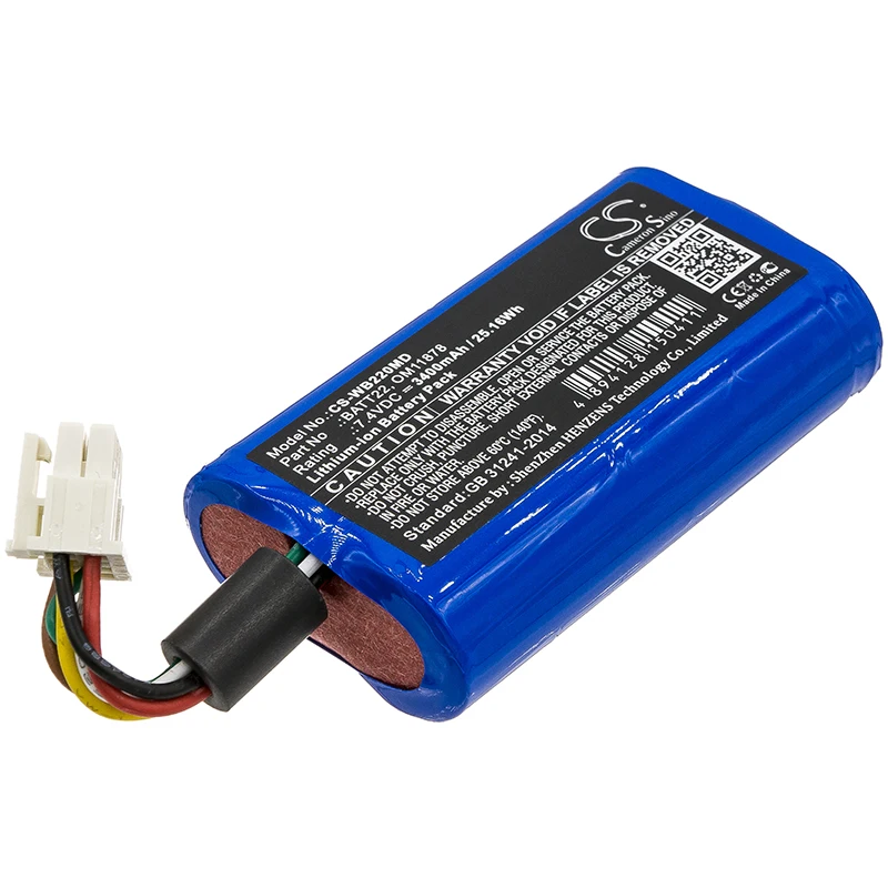 

Replacement Battery for Welch-Allyn Connex Spot Monitor,Grason-Stadler,Pressure unit Connex Spot,Protocol 901000,BATT22,OM11878