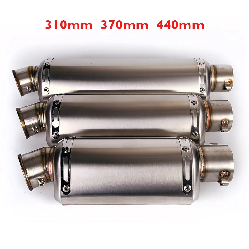 

310mm 370mm 440mm Motorcycle Exhaust Muffler with Removable db killer Silencer Exhaust Baffle Slip on 38-51mm Universal Bike