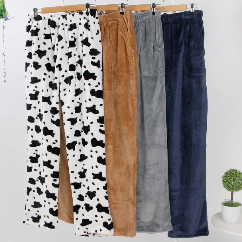 Calças de dormir femininas ponto flanela macia outono inverno quente confortável das mulheres estilo coreano calças de pijama homewear das mulheres bottoms