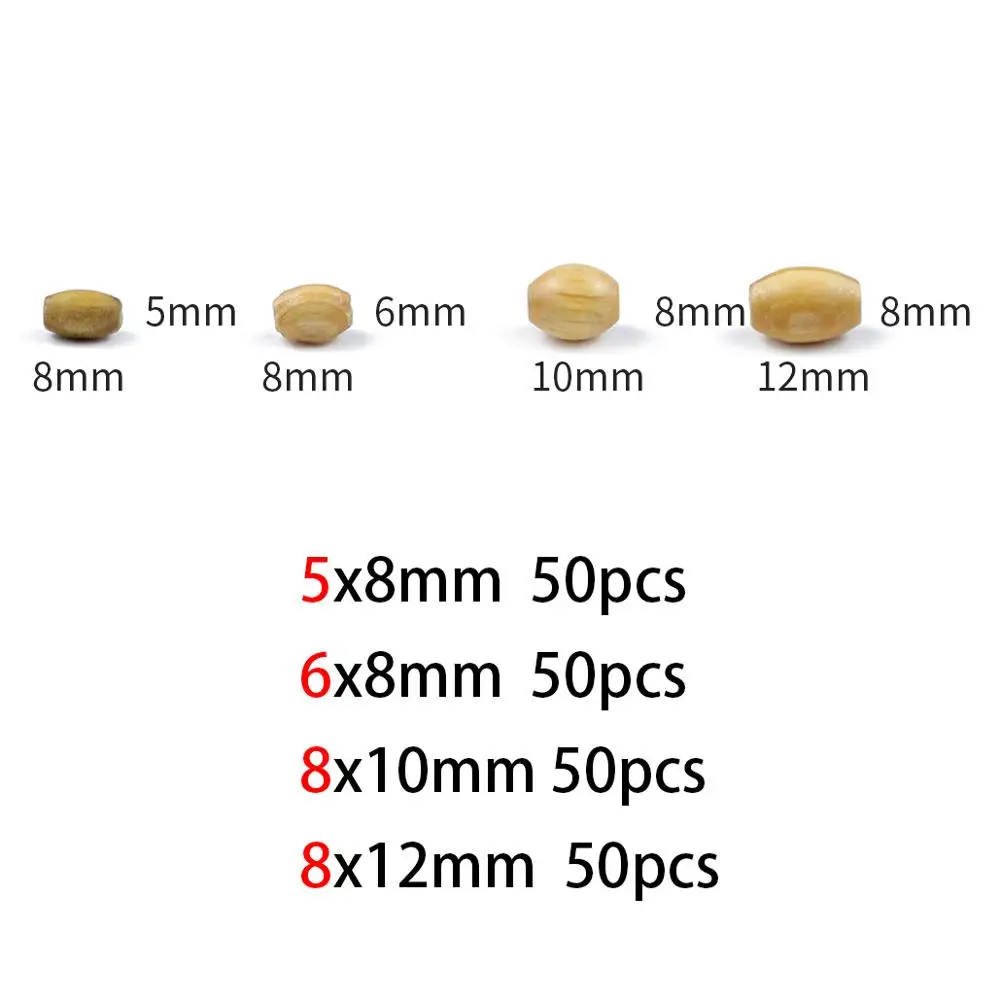 100~200pcs Natural Pine Round Wood Beads 8x6MM Wooden oval Spacer Beading for Jewelry Making Bracelets Necklace Accessories