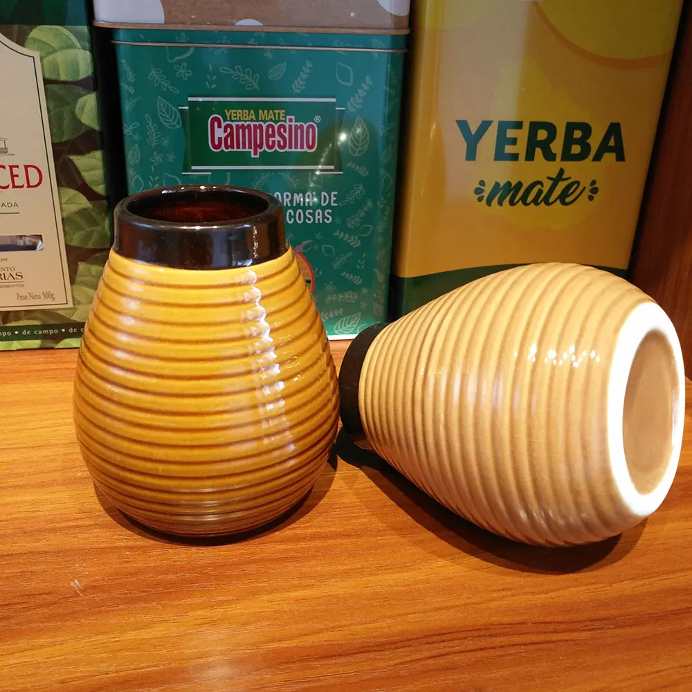 Argentinien Yerba Mate Kürbis Keramik Calabash Tassen Kräutertee Ware Schönes Aussehen Mehrere Option Großhandel – Detail 5