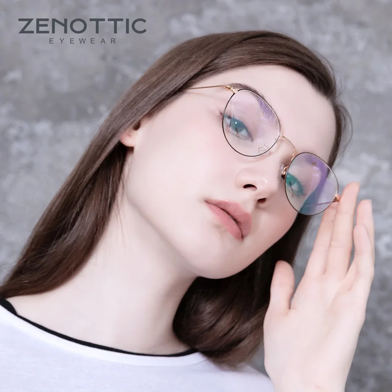 ZENOTTIC Retro Metal Glasses Frame Women Optical Spectacle Frame Anti Blue Light Eyeglasses Frame For Men Women Eyewear BT7088