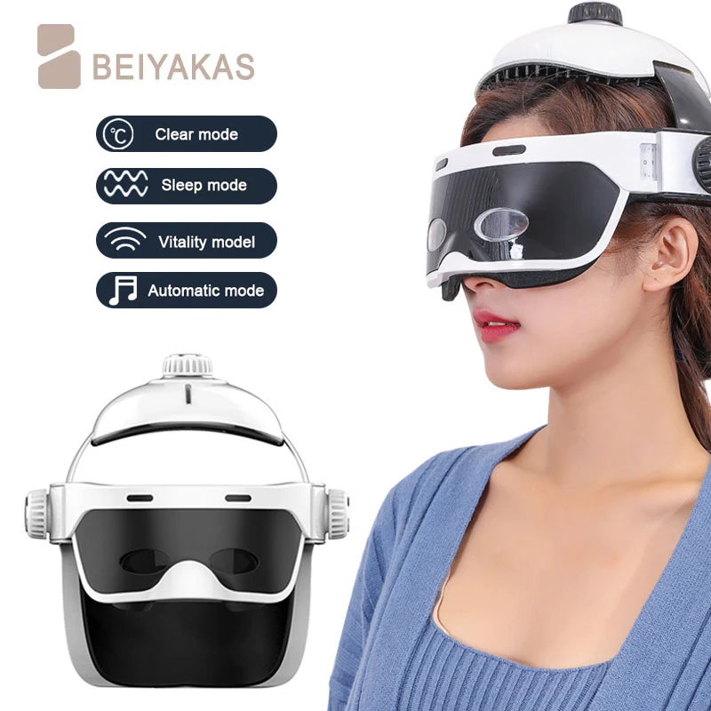 Two-in-one Electric Massager Head Automatic Air Pressure Vibration Neck Massager Promote Sleep Music Massage Helmet