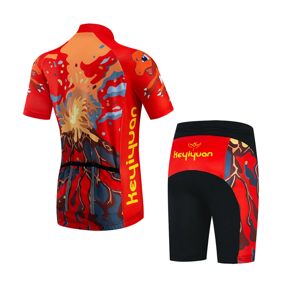 2022 KEYIYUAN Boy Girls Summer Short Sleeve Bike Cycling Jersey Set Child Road Mountain Riding Bicycle Sports Wear Kids MTB Suit