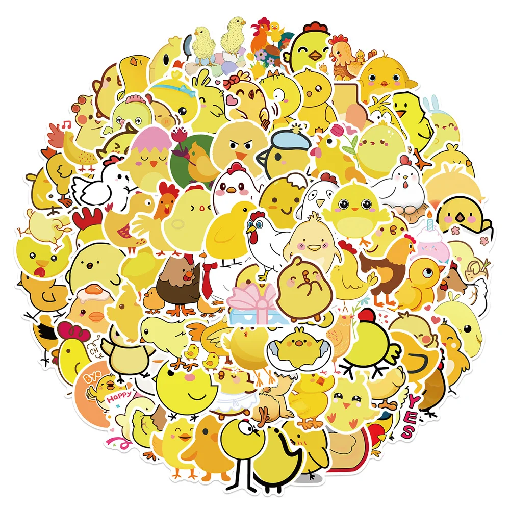 10/30/50PCS Yellow Cartoon Chick Graffiti Delicate Decal Sticker Diary Scrapbook Luggage Laptop Cute DIY Sticker Wholesale
