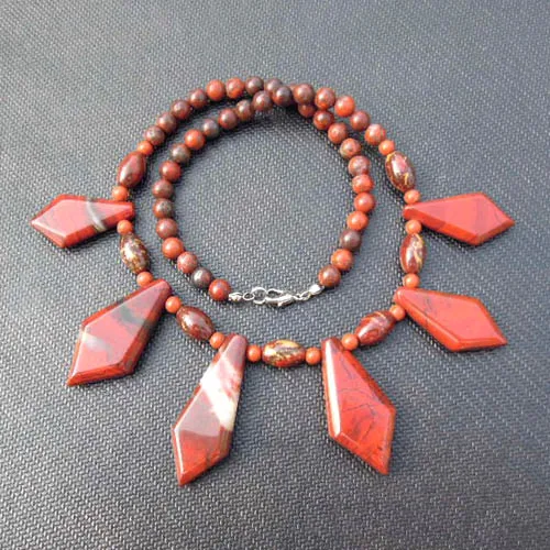 1x New Red River Stone Gem stone Pendant Necklace Fashion Jewelry Necklace 18
