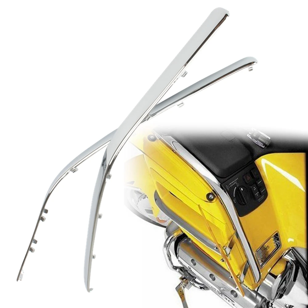 ForGL 1800 Side Box Trim Connecting Fairing Bow Shaped Chrome Strake Accent Decal Decoration For Honda Goldwing GL1800 2001-2011