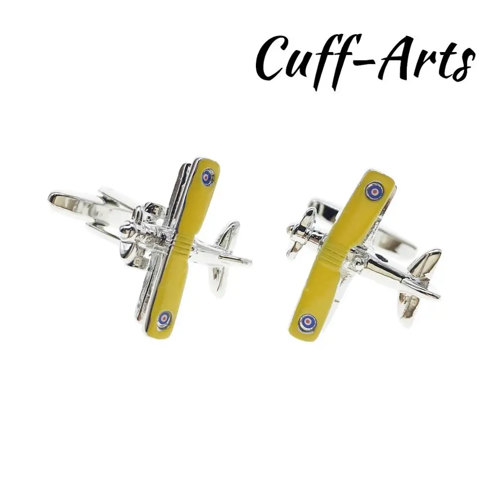 Cufflinks for Men Yellow Winged Biplane Cufflinks High Quality Gift Men Jewelry Gemelos Gemelli Spinki by Cuffarts C10477