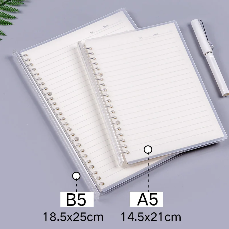 A5 B5 Blank, Grid, Horizontal Line, English Loose-leaf Book, Detachable 26-hole 20-hole Binder Plan Notepad PP Cover Notebook