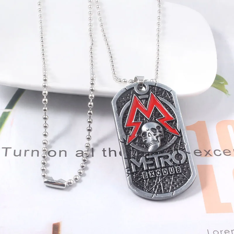 MIDY Spiel Metro Exodus 2033 Halskette Anhänger Klassische Erkennungsmarke Schädel Metall Halsband Frauen Männer Schmuck Zubehör – Detail 6