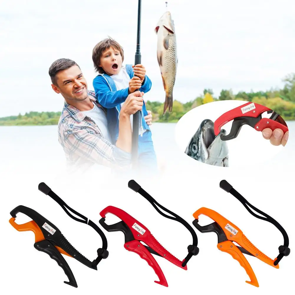 Fish Grabber Plier Controller Practical Fishing Gripper Gear Tool ABS Plastic Grip Tackle Holder Fish Clamp With Adjustable Rope