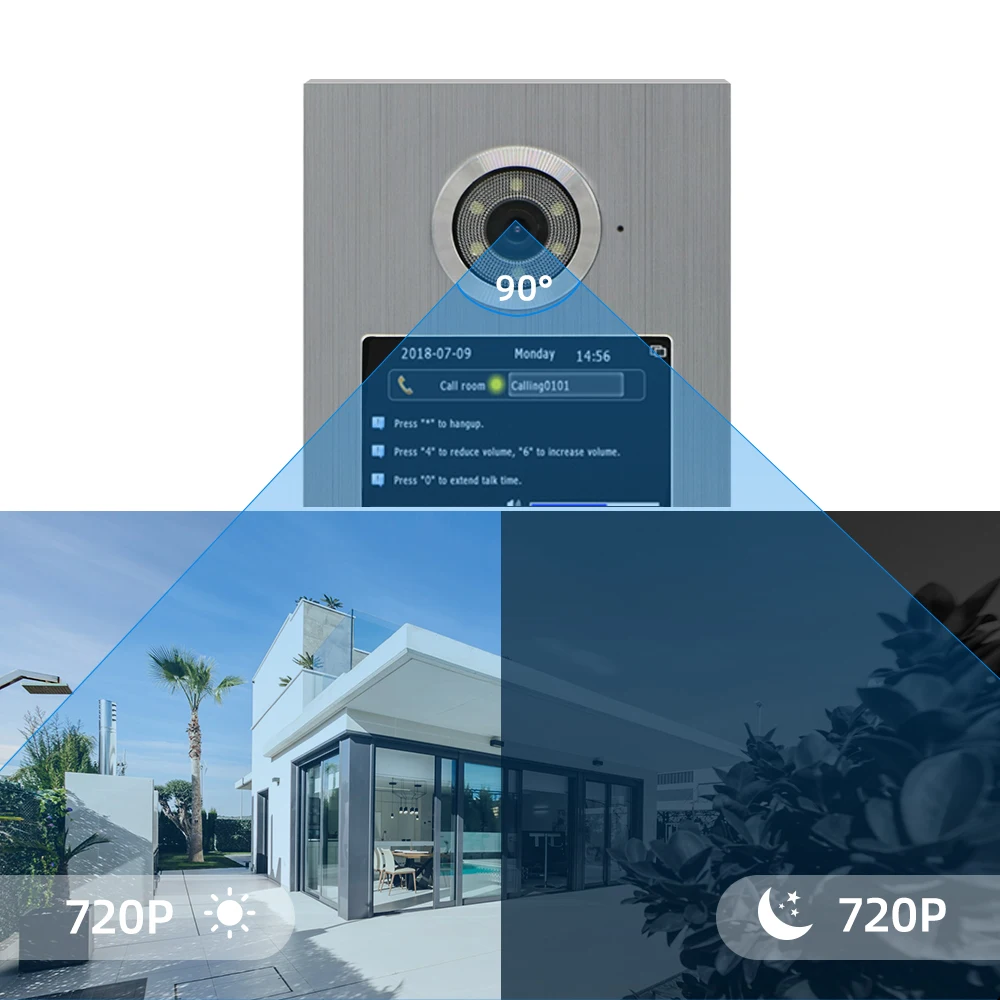 Jeatone-SIP POE Video Campainha Com Tela, Sistema De Segurança Do Edifício, Desbloqueio Do Teclado, AHD 960P, Visão Noturna, Detecção De Movimento